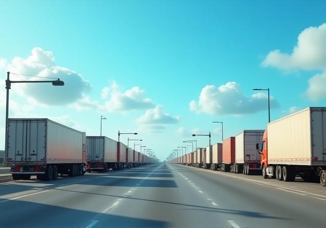 Cross-border trucking logistics at Mexico border crossing
