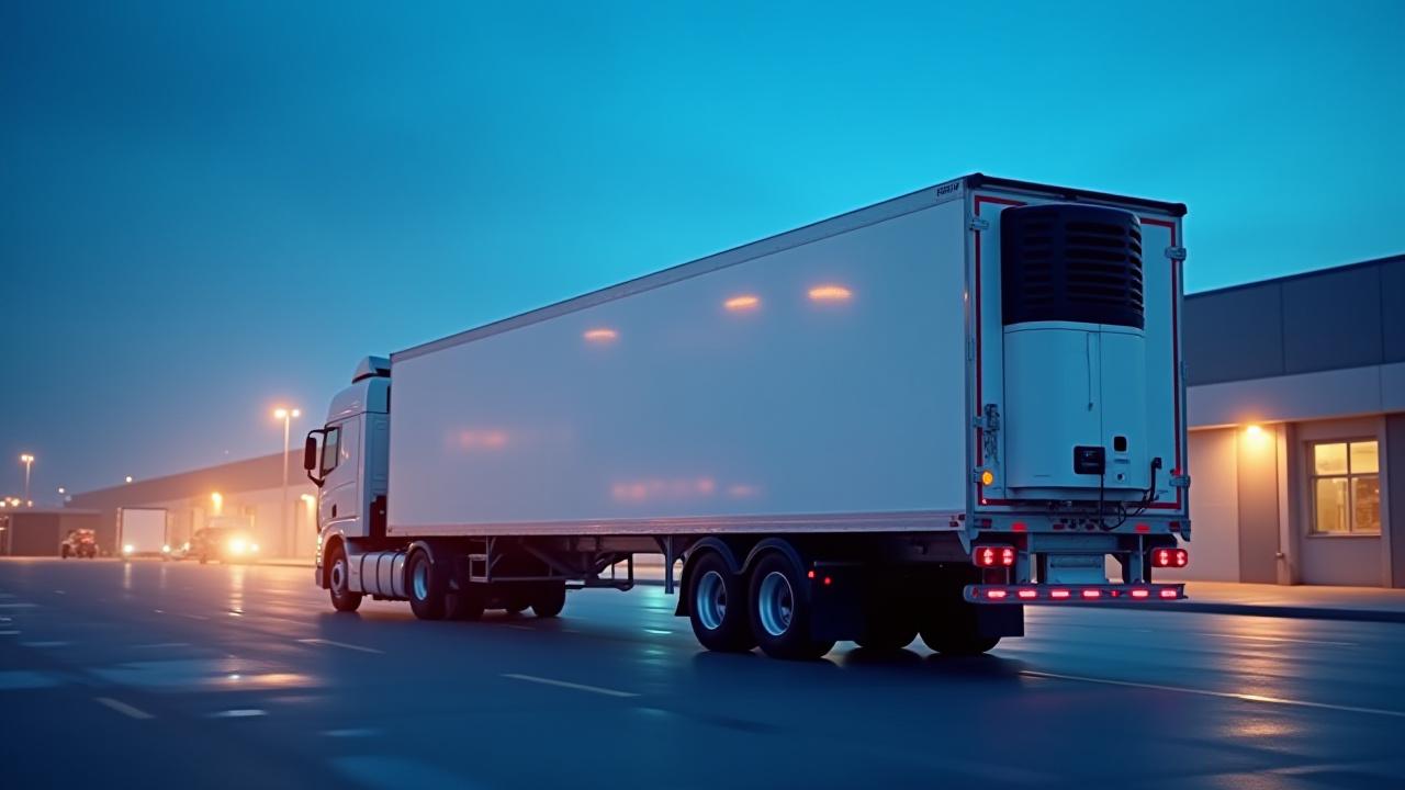 Modern refrigerated trailer at a primary shipping hub in Richmond