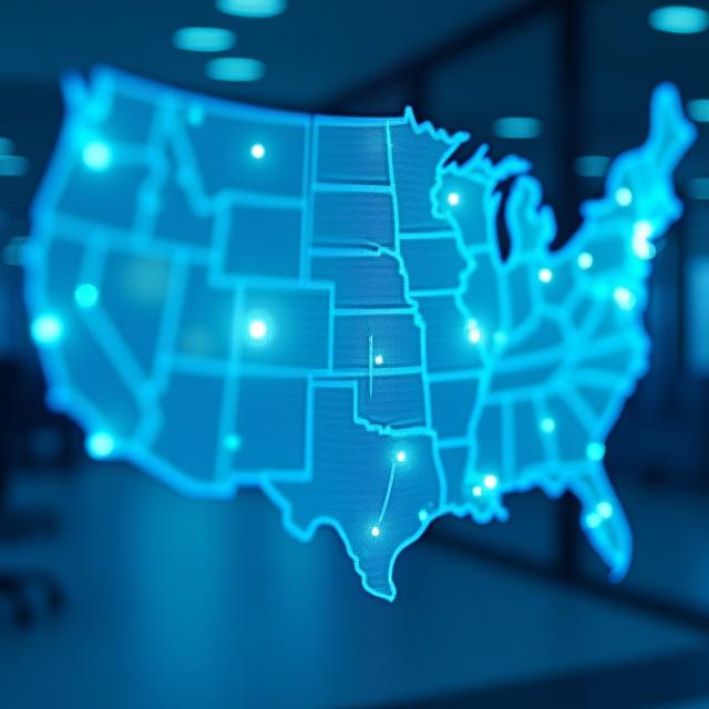 Logistics dispatcher monitoring truckload routes across the US